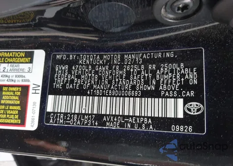 2013 Toyota Avalon Hybrid Limited из США, поврежденный, VIN 4T1BD1EB9DU006693